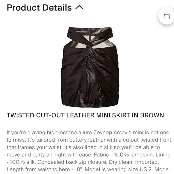 Zeynep Arcay Twisted Cut-Out Leather Mini Skirt - Picture 4 of 10